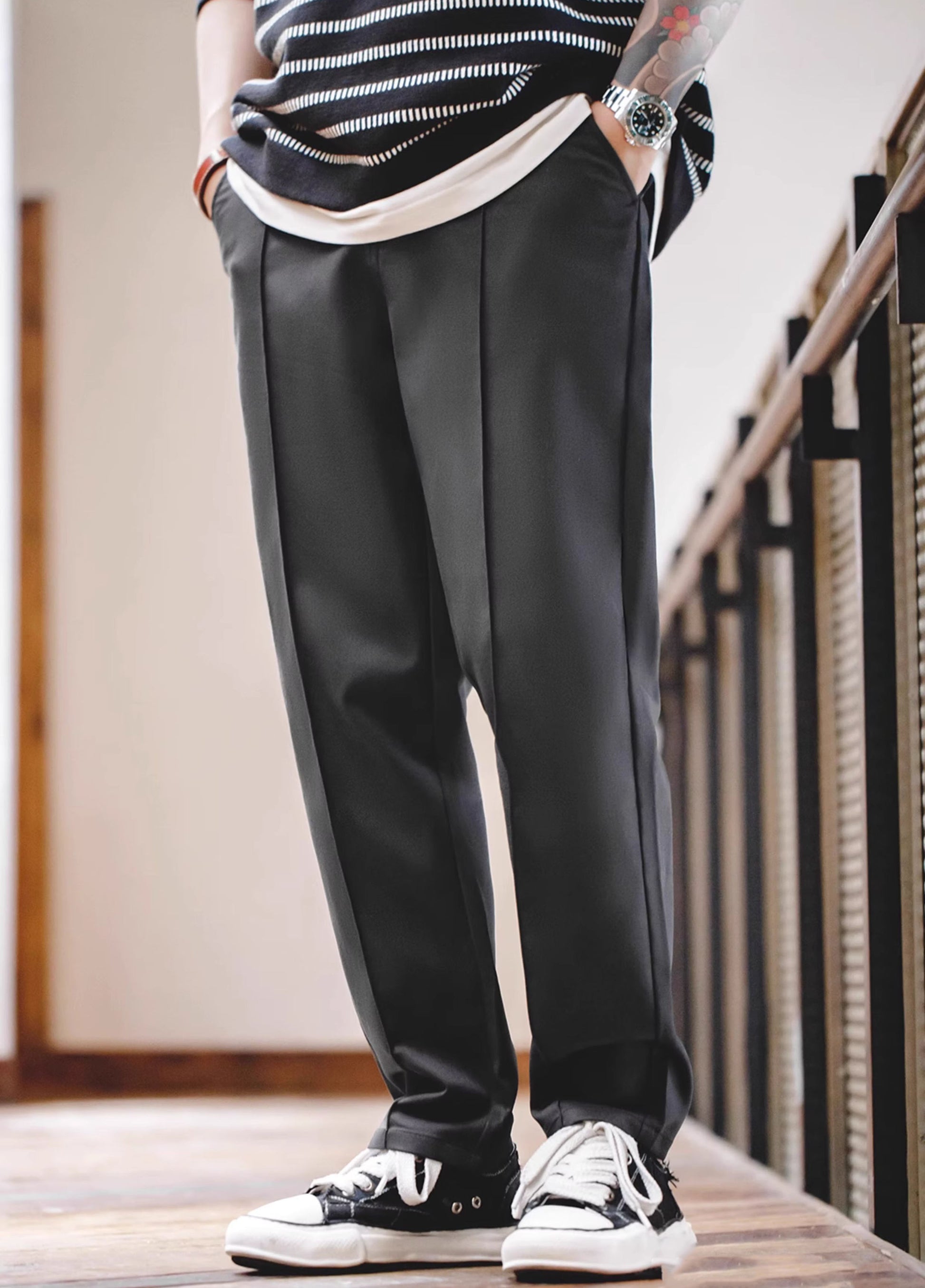 American Casual Workwear Versatile Pleated Men's Trousers - Harmony Gallery