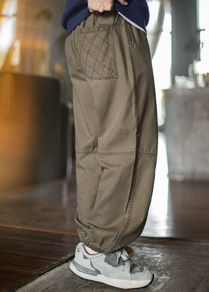 American Retro Distressed Drawstring Elastic Waist Tapered Leg Men's Trousers - Harmony Gallery