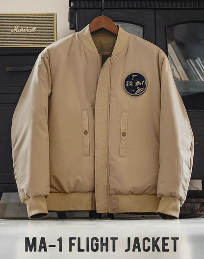 American Retro Reversible MA1 Bomber Cotton Baseball Men's Jacket