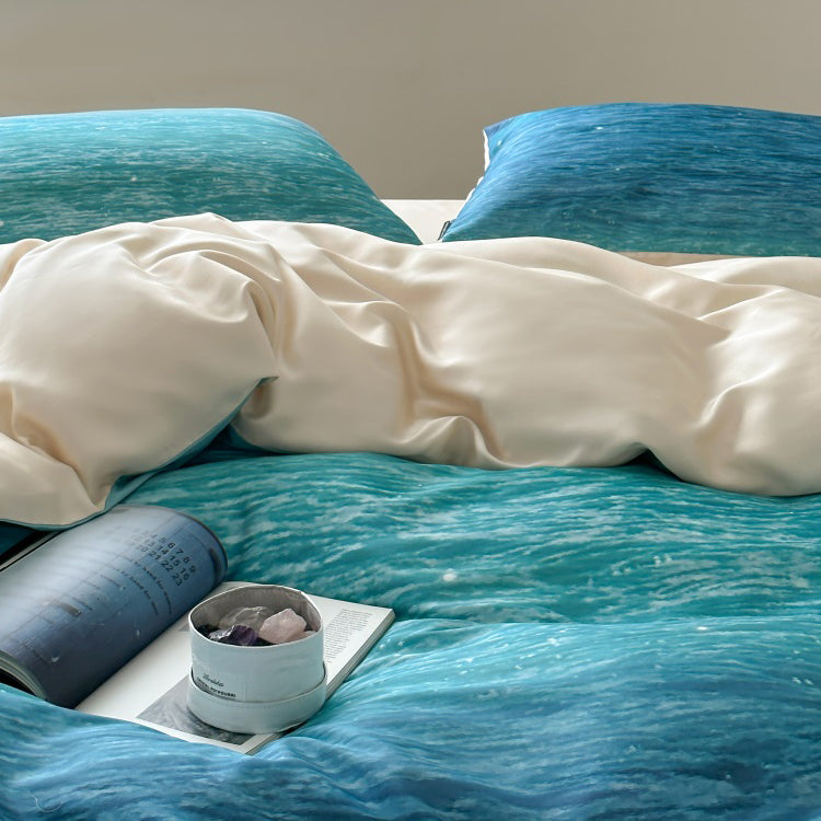 Light Luxury High-End The Legend Of The Blue Sea Tencel Four-Piece Ice Silk Bed Set - Harmony Gallery
