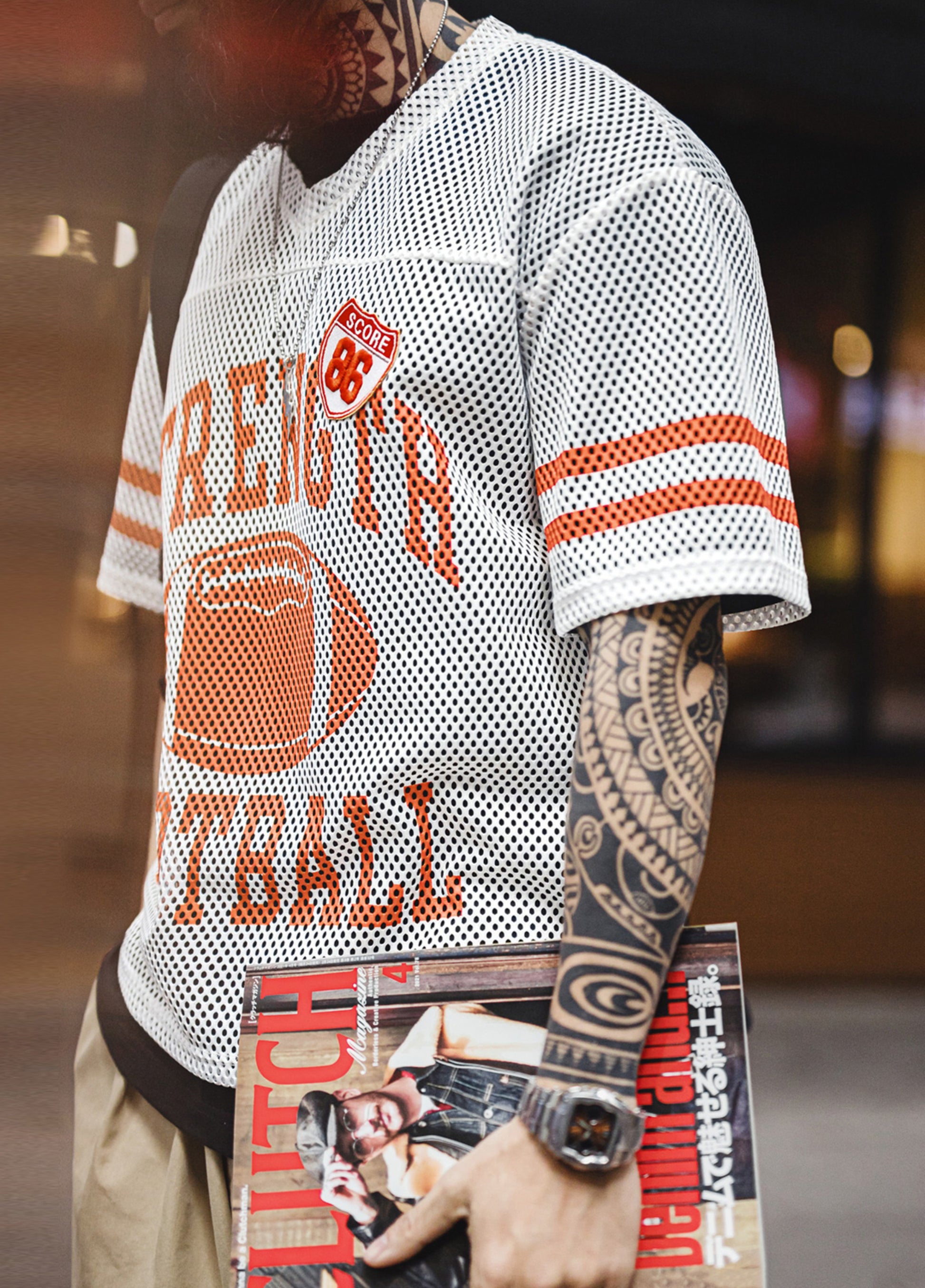 American Jersey Hollow Knitted Mesh Breathable Loose Half-Sleeved Men's T-Shirt - Harmony Gallery