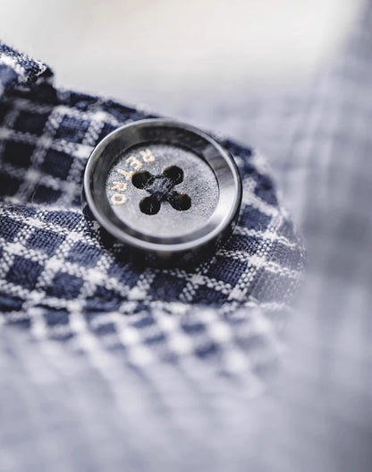 American Casual Plaid Vichy Button Lapel Men's Shirt