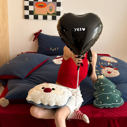 Christmas Old Man Thickened Santa Four-piece Set Warm Milk  Bed Set - Harmony Gallery