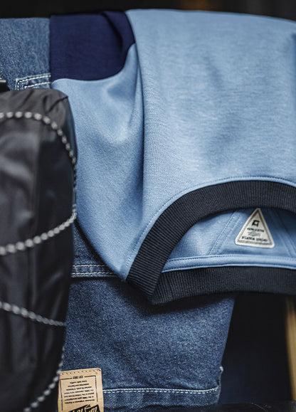 American Retro Threaded Neckline Drop Air Layer Contrast Color Men's T-Shirt - Harmony Gallery