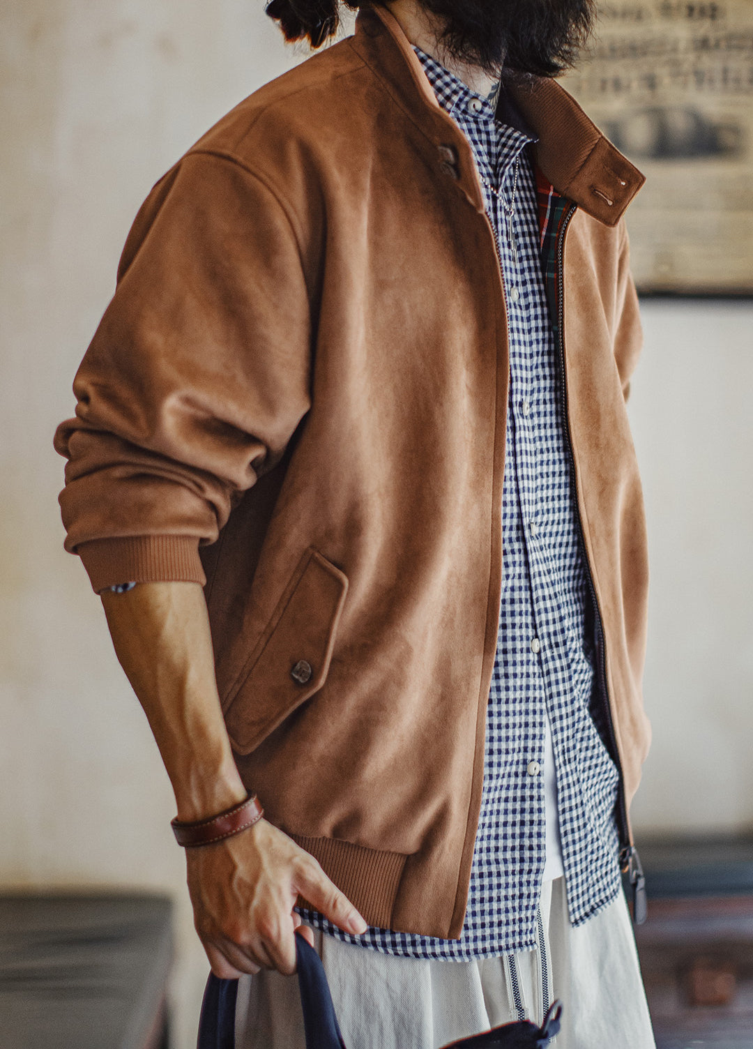 American Retro Suede Harrington G9 Maillard Short Keep Warm Men's Jacket - Harmony Gallery