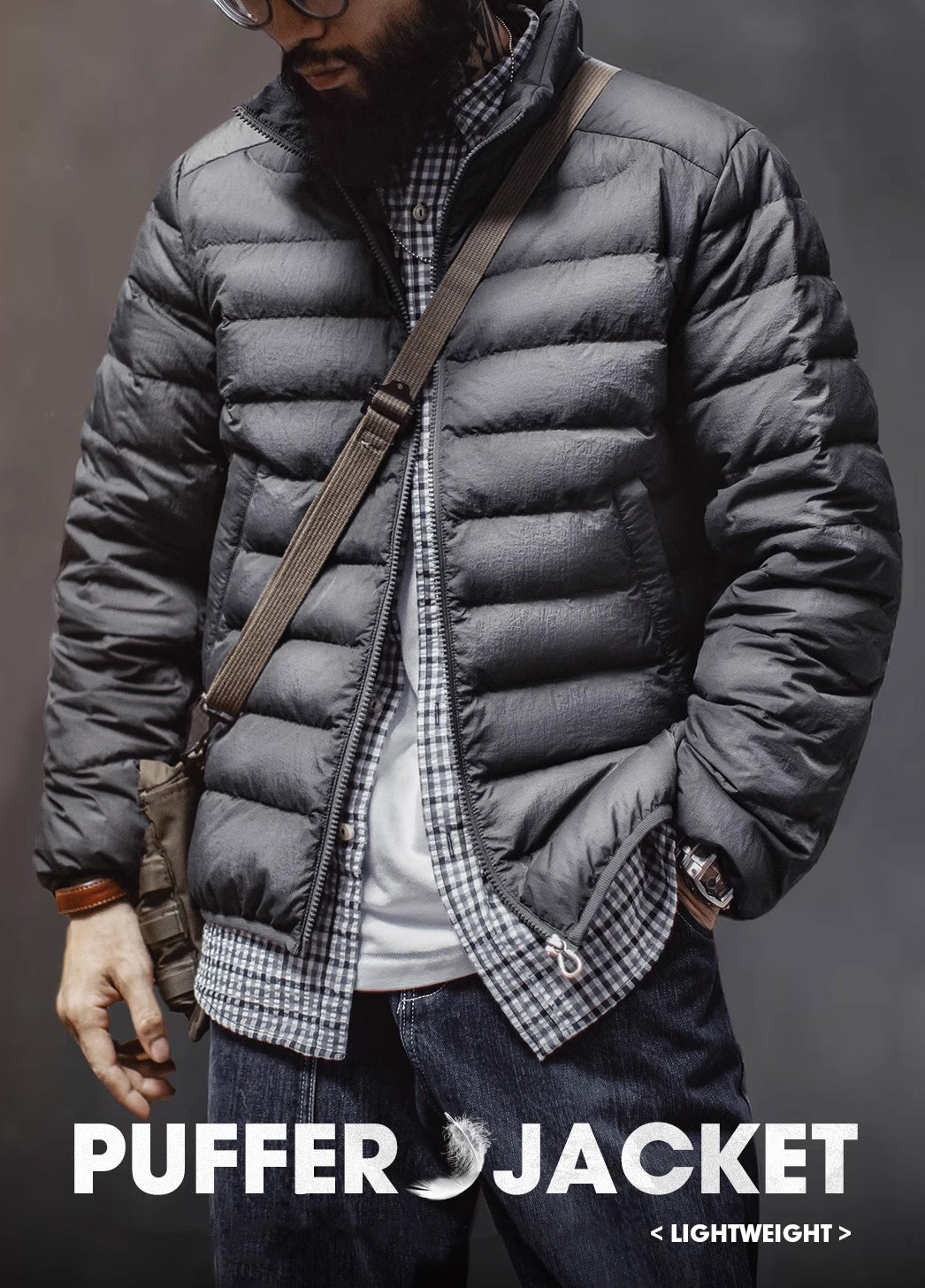 American Ultra-Thin Ribs White Duck Down inner Short Liner Ultralight Men's Jacket - Harmony Gallery