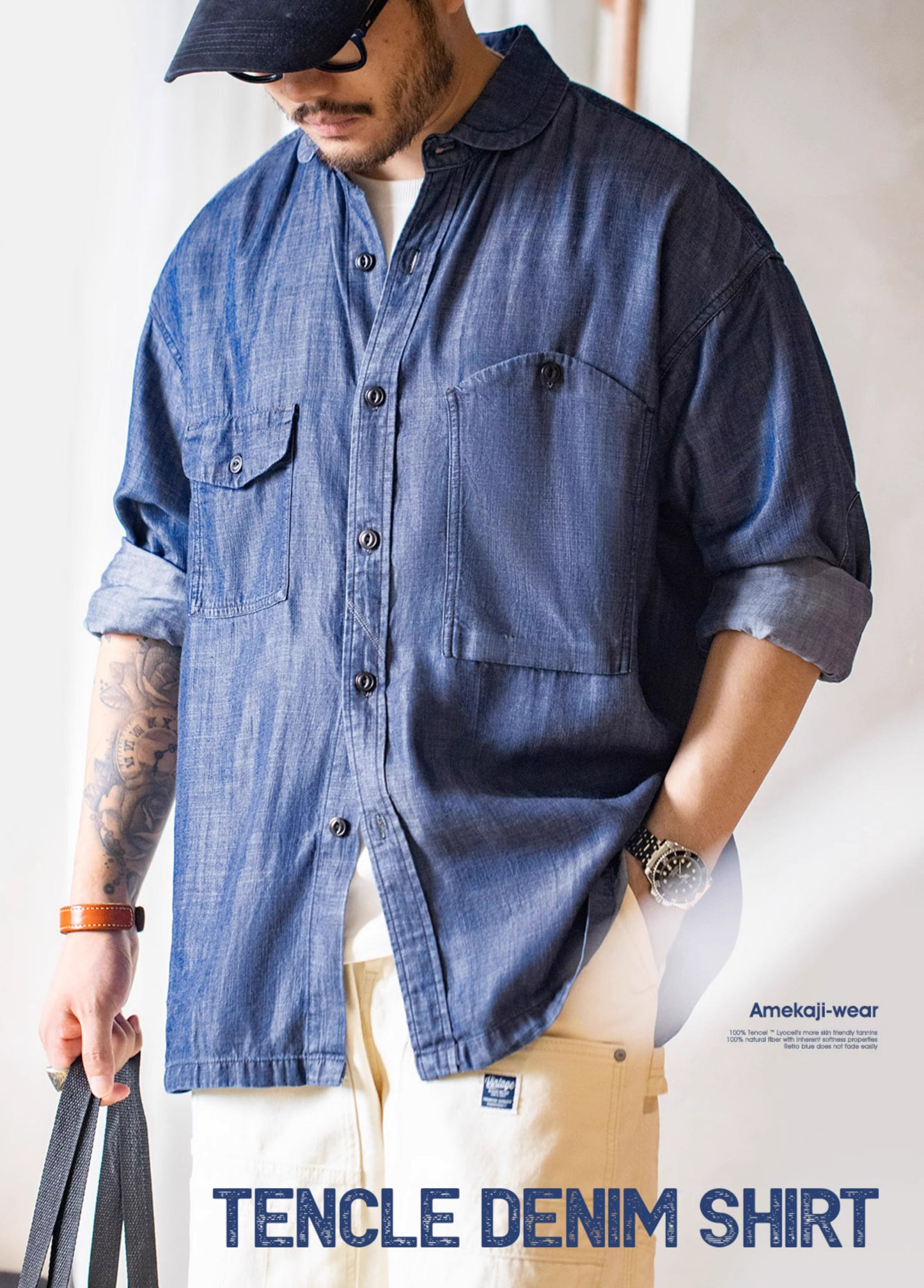American Workwear Retro Tencel Denim Lyocell Men's Shirt