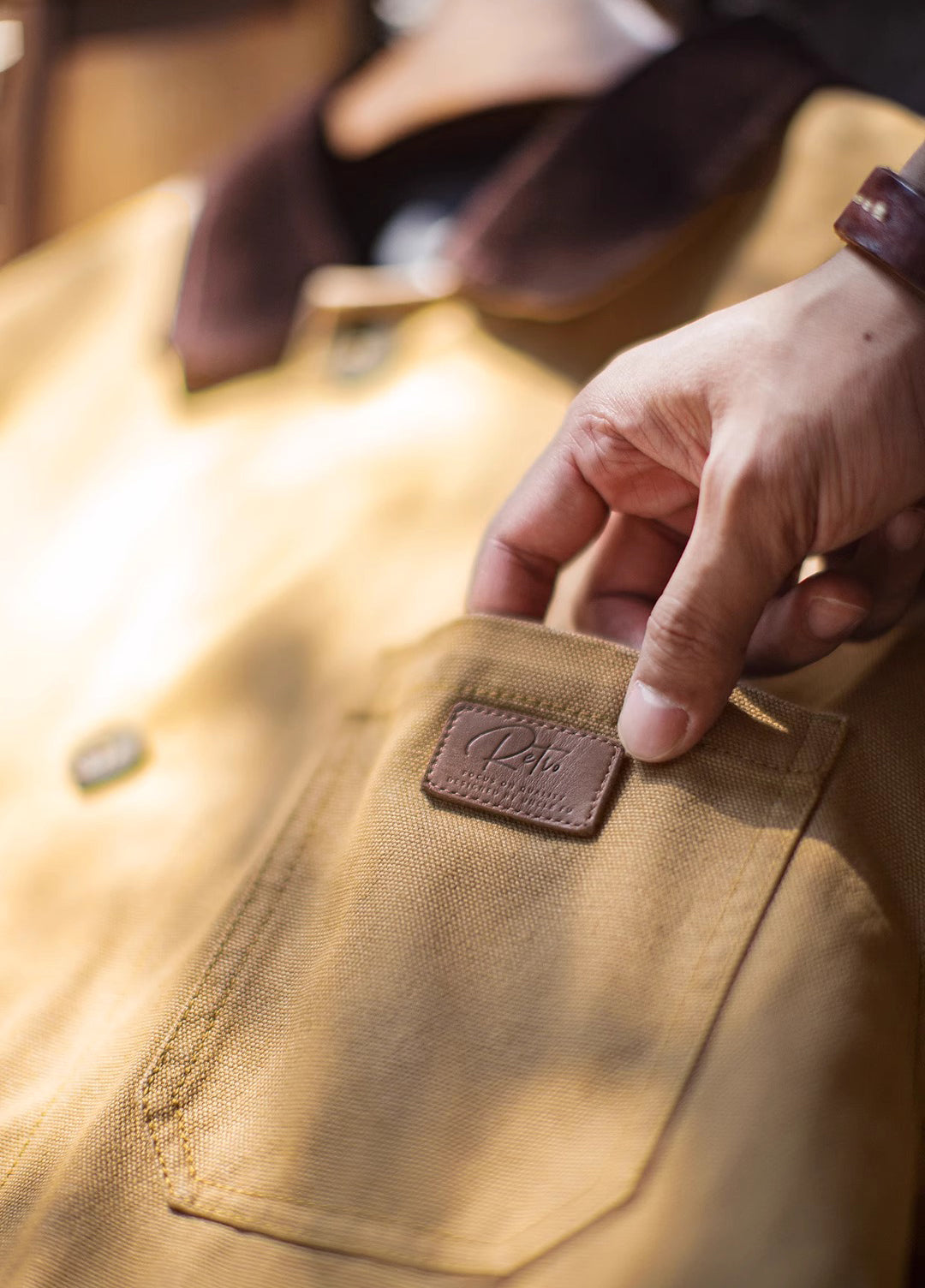 American Retro Michigan Trench Khaki Barn Mid-Length Daily Men's Jacket - Harmony Gallery