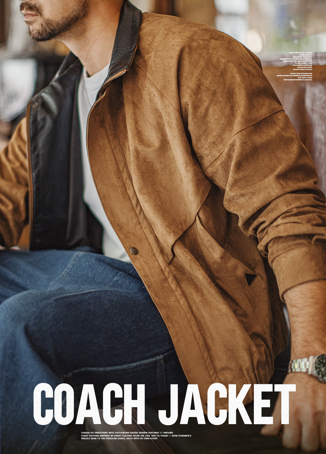 American Retro Suede Coach With Short Soft Velvet Surface Men's Jacket