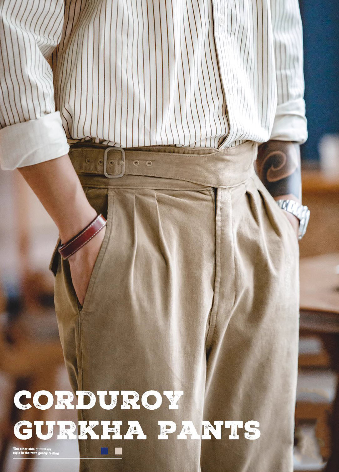 American Retro Corduroy Naples Suit Double Pleated Men's Trousers - Harmony Gallery