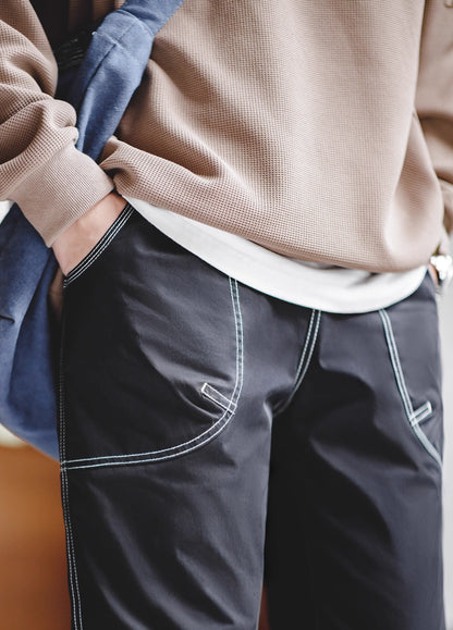 American Workwear Open-Threaded Design Silhouette Men's Trousers