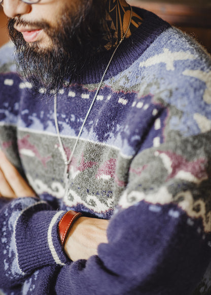 American Retro Fair Isle Pullover Thick Warm Outerwear Knitwear Men's Sweater