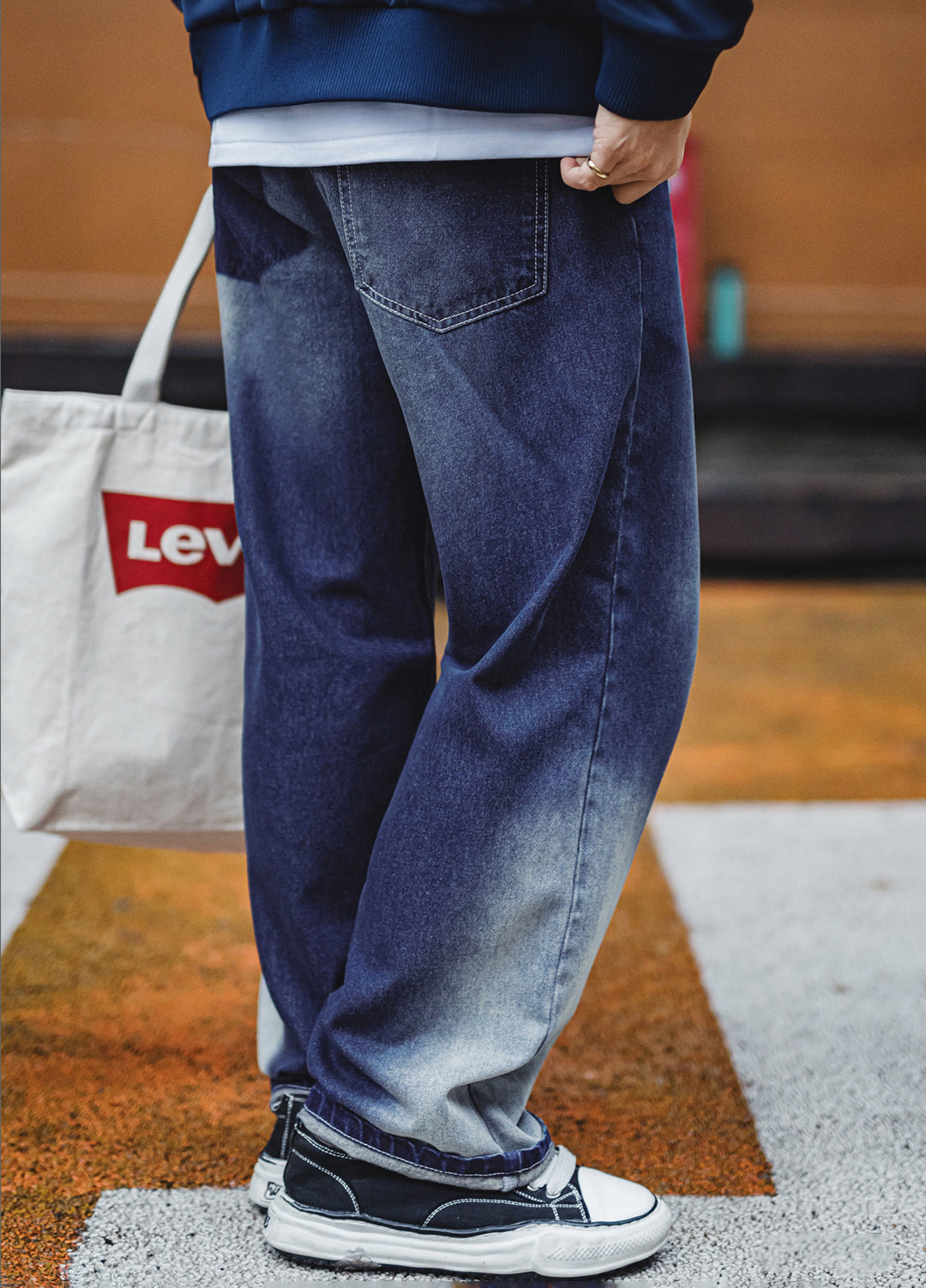 American Gradient Ice Blue Washed Denim Lyocell Clean Fit Men's Jeans - Harmony Gallery