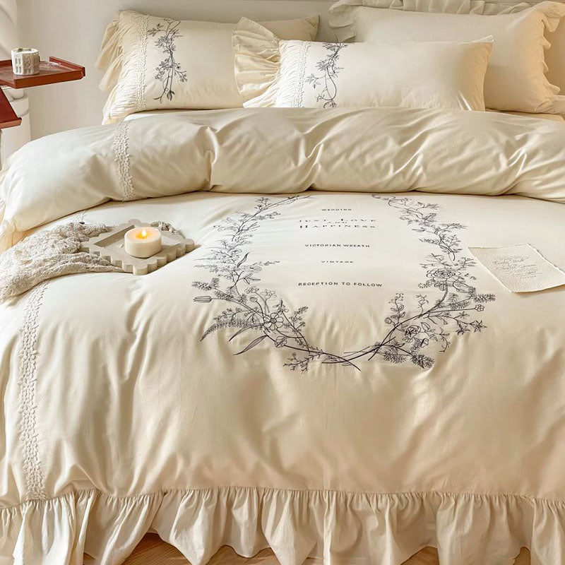 French Light Luxury High-End Four-Piece Princess Cotton Bed Set - Harmony Gallery