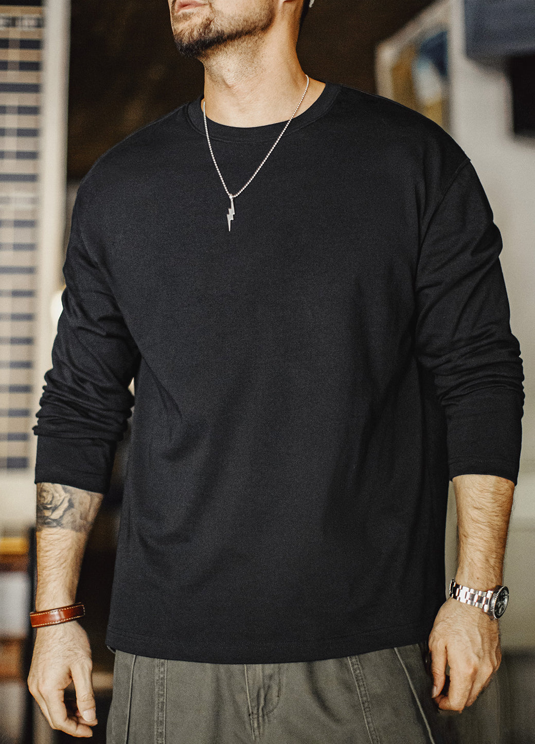 American Workwear Solid Color Inner Wear Heavy High-Weight Men's Sweater - Harmony Gallery