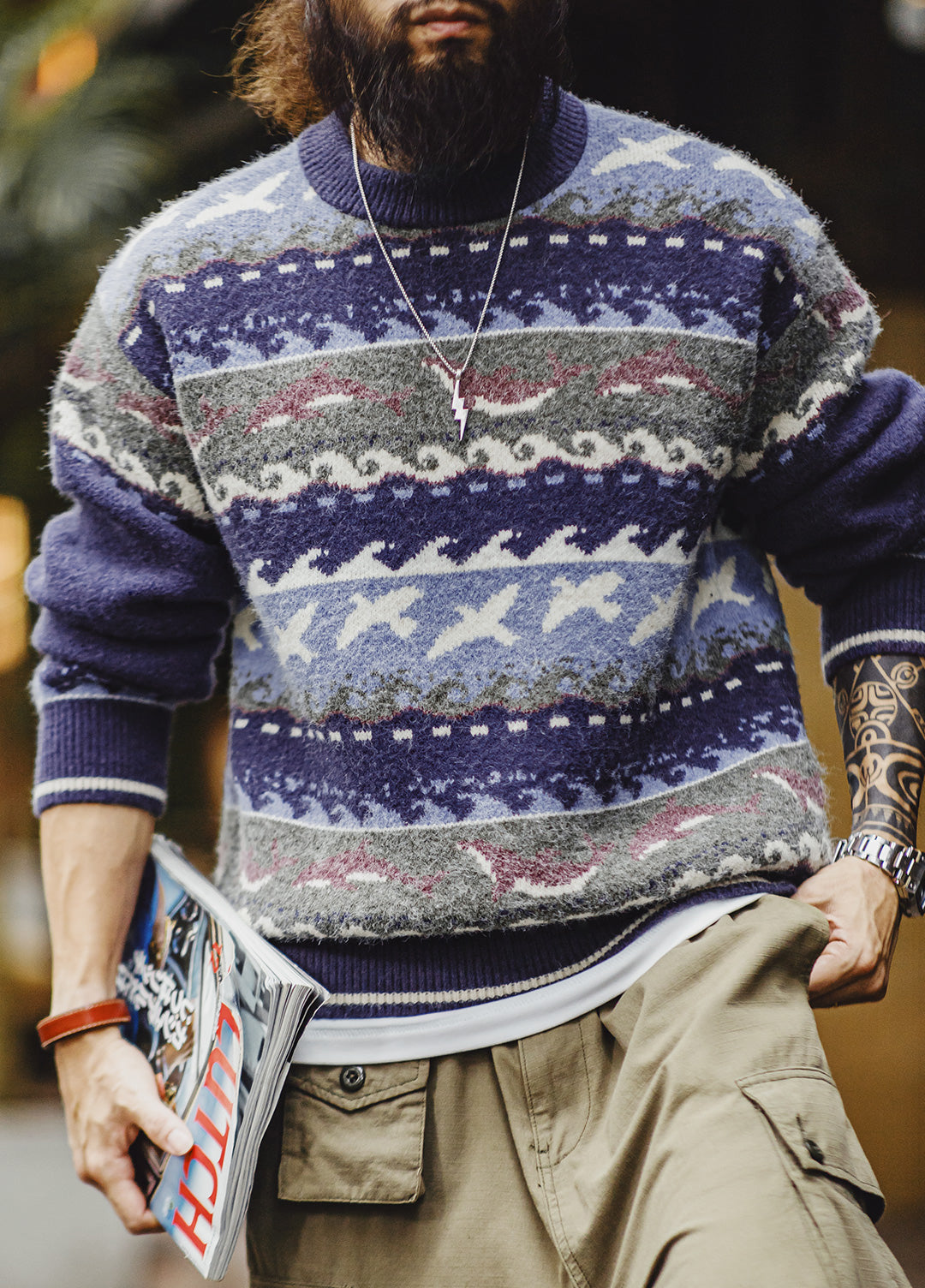 American Retro Fair Isle Pullover Thick Warm Outerwear Knitwear Men's Sweater