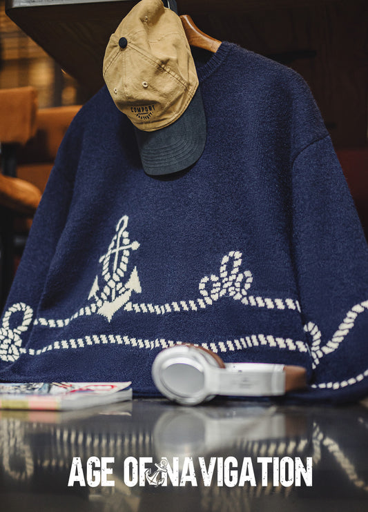 American Retro Pullover Wearable With Knitwear And Fleece-Lined Men's Sweater