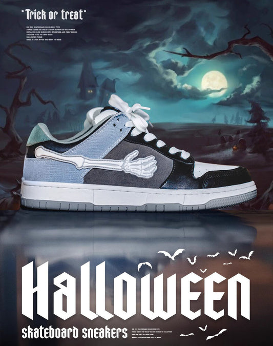 American Halloween Themed Thick-Soled Denim Men's Casual Shoes - Harmony Gallery