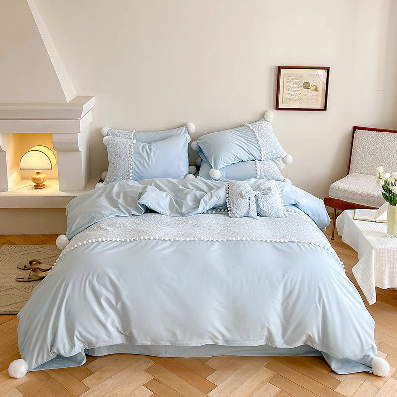 French Princess Pure Cotton Quilt Lace Four-Piece Bed Set
