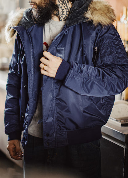 American Retro N2A Fur Collar Parka Blue Mountain Eagle Cotton Men's Jacket