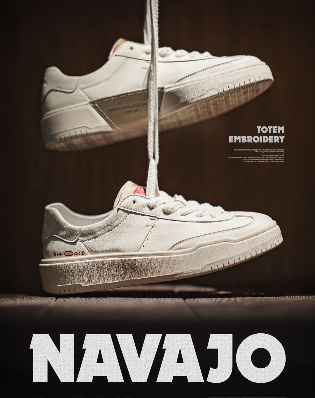 German Navajo Embroidered Heel Thick Bottom White Men's Casual Shoes - Harmony Gallery