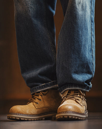 American Retro Hunting Boots Desert Yellow Mid-Cut Martin Outdoor Men's Boot - Harmony Gallery