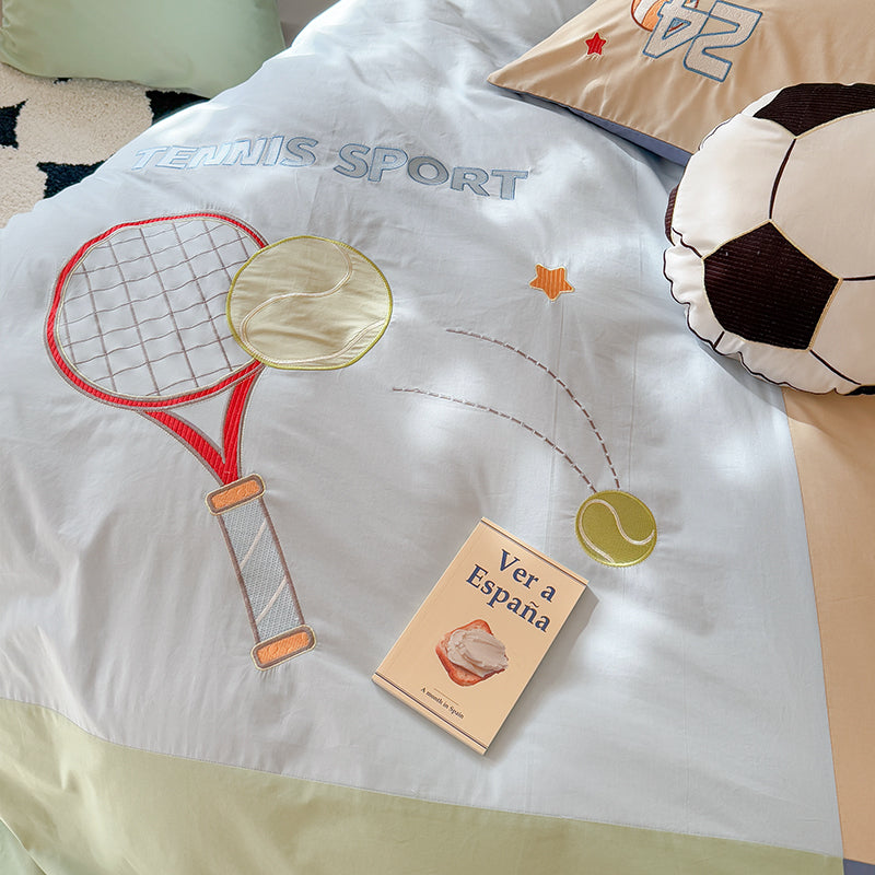 Children's Cartoon Football Boy Pure Cotton Washed Four-Piece Bed Set