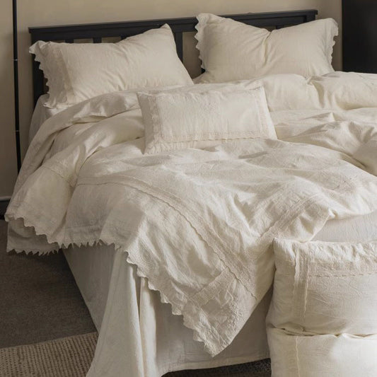 French Lace Cotton And Linen Pure Cotton Four-Piece Bed Set - Harmony Gallery