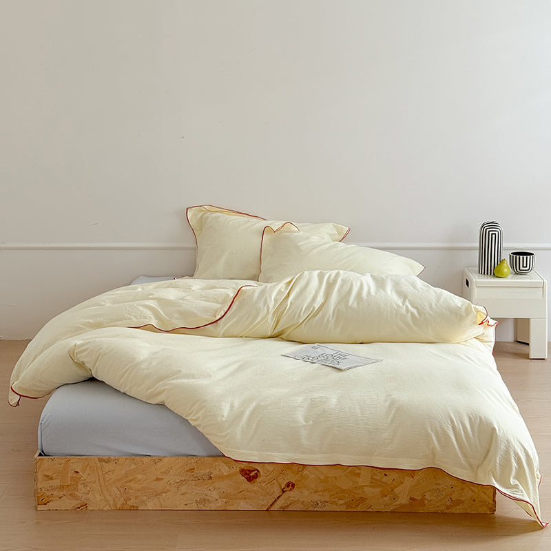 Nordic Solid Color Washed Four-Piece Pure Cotton Suitable For All Seasons Bed Set