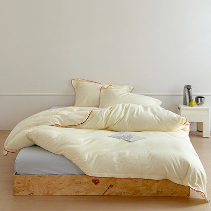 Nordic Solid Color Washed Four-Piece Pure Cotton Suitable For All Seasons Bed Set