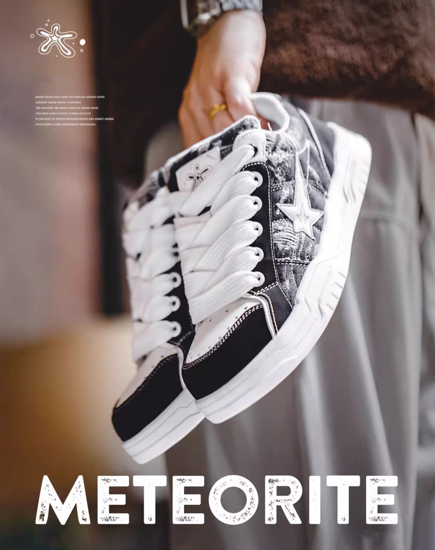 Meteorite Star Bread Versatile Skate Thick Sole Unisex Casual Shoes - Harmony Gallery
