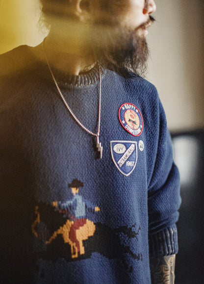 American Contrasting Color Warm Threaded Neckline Knitted Men's Sweater - Harmony Gallery