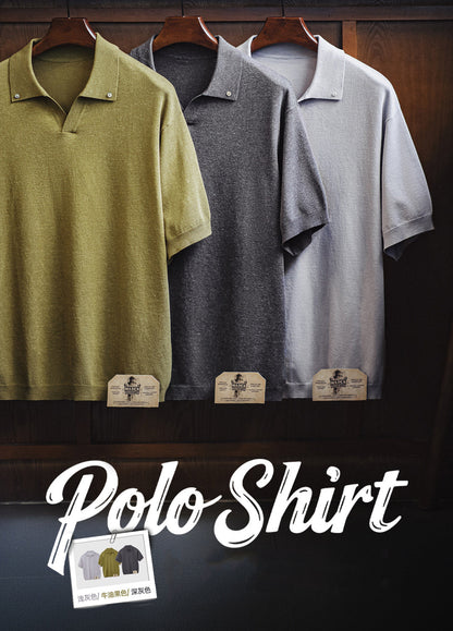 American Old Money Seagull Collar Polo Shirt Loose Men's T-Shirt