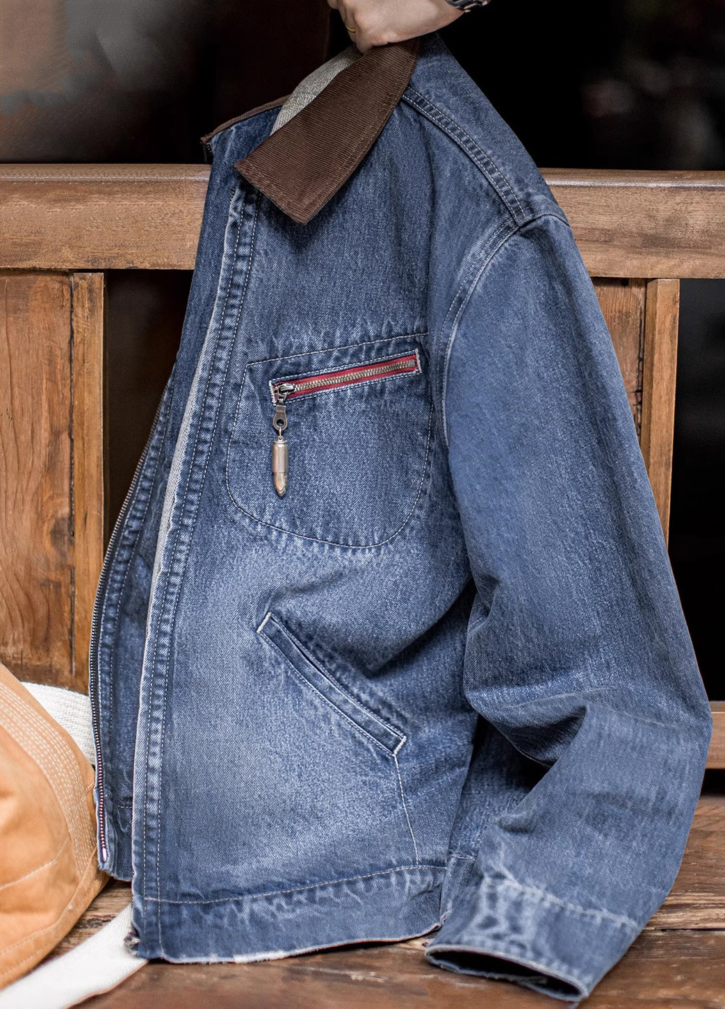 American Retro Washed Denim Detroit Distressed Short Coat Daily Men's Jacket - Harmony Gallery