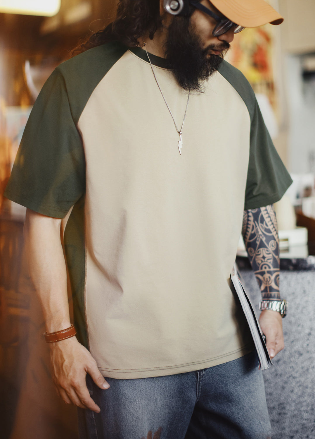 American Retro Contrast Color Cool Quick-Drying Sports Sunscreen Men's T-Shirt - Harmony Gallery