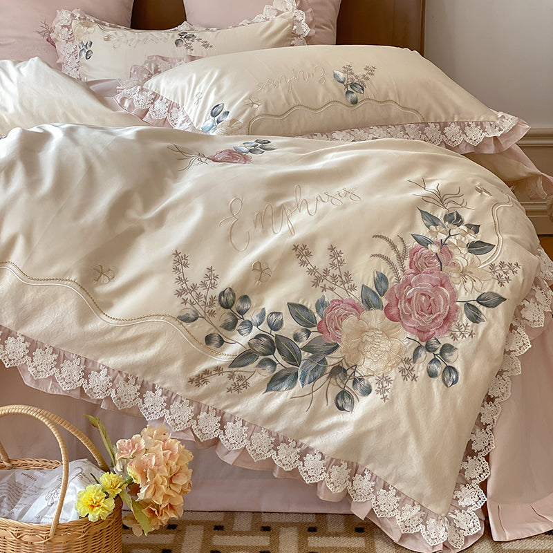 French Romantic Princess Cotton Four-Piece Pure Cotton Bed Set