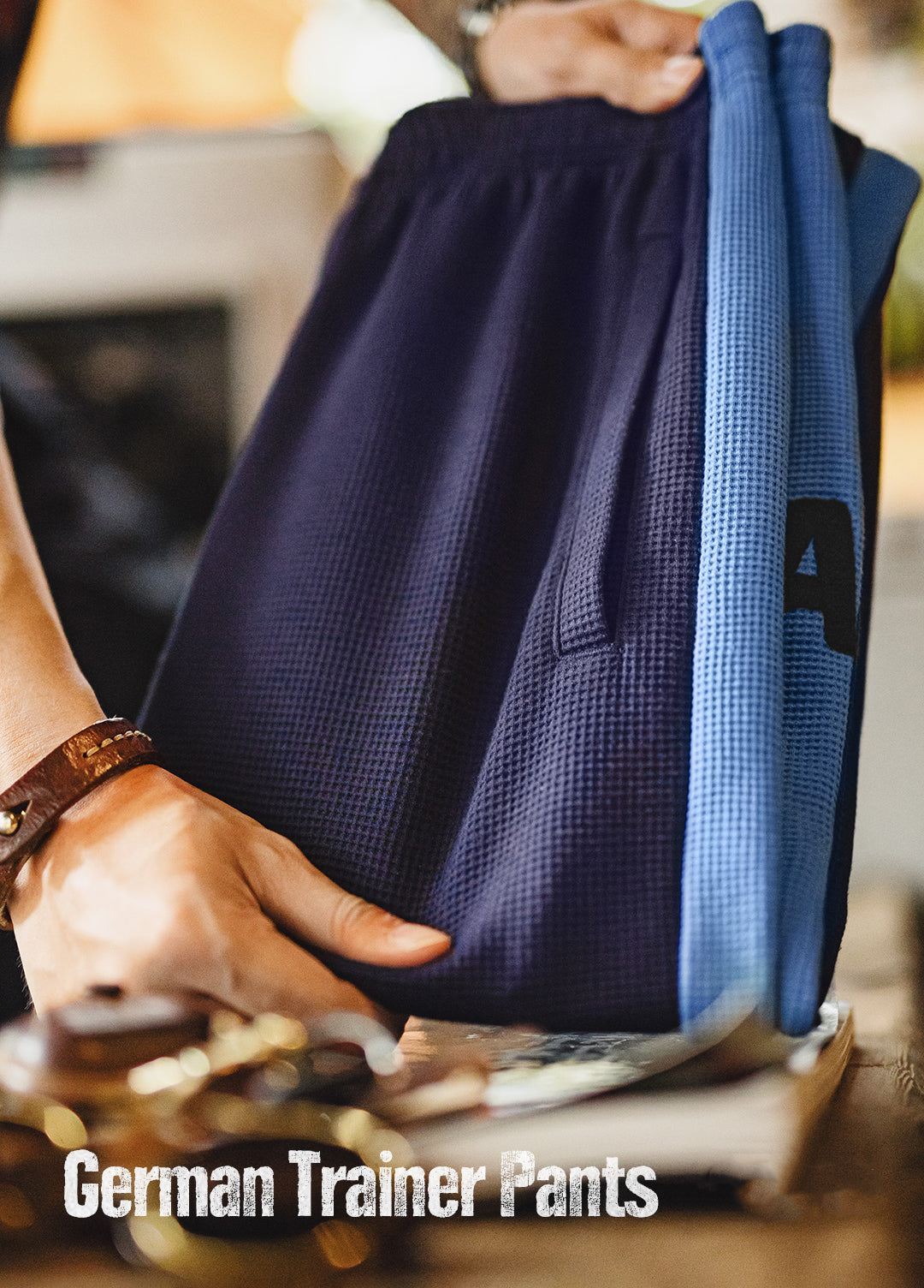 American Casual Training Sweatpants Sports Waffle Knit Elastic Waist Men's Trousers - Harmony Gallery