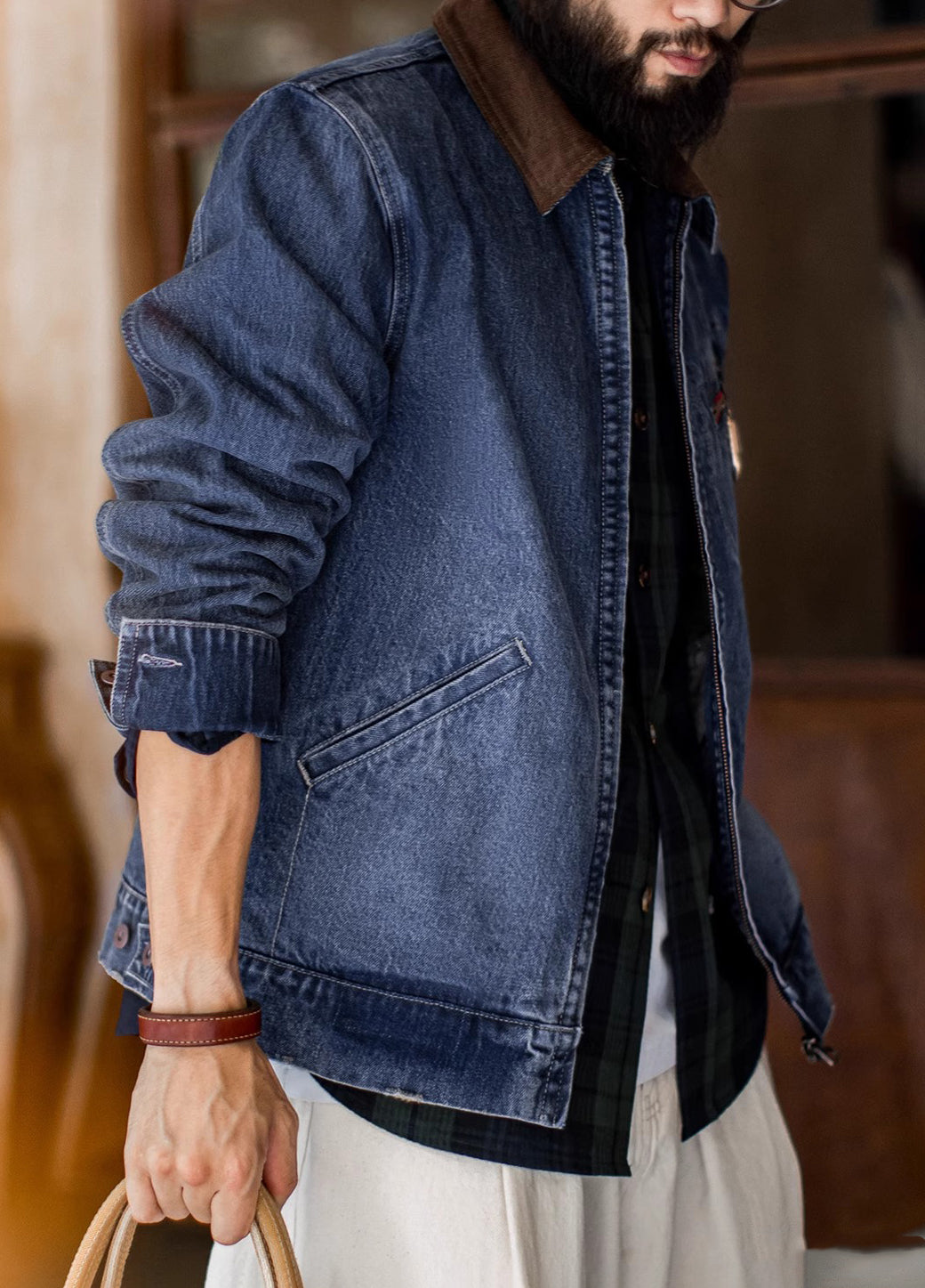 American Retro Washed Denim Detroit Distressed Short Coat Daily Men's Jacket - Harmony Gallery