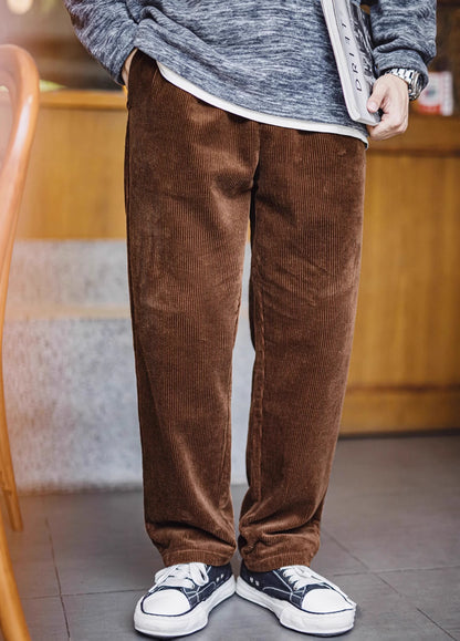 American Retro Heavy Corduroy Double Pleated Drape Cotton Men's Trousers