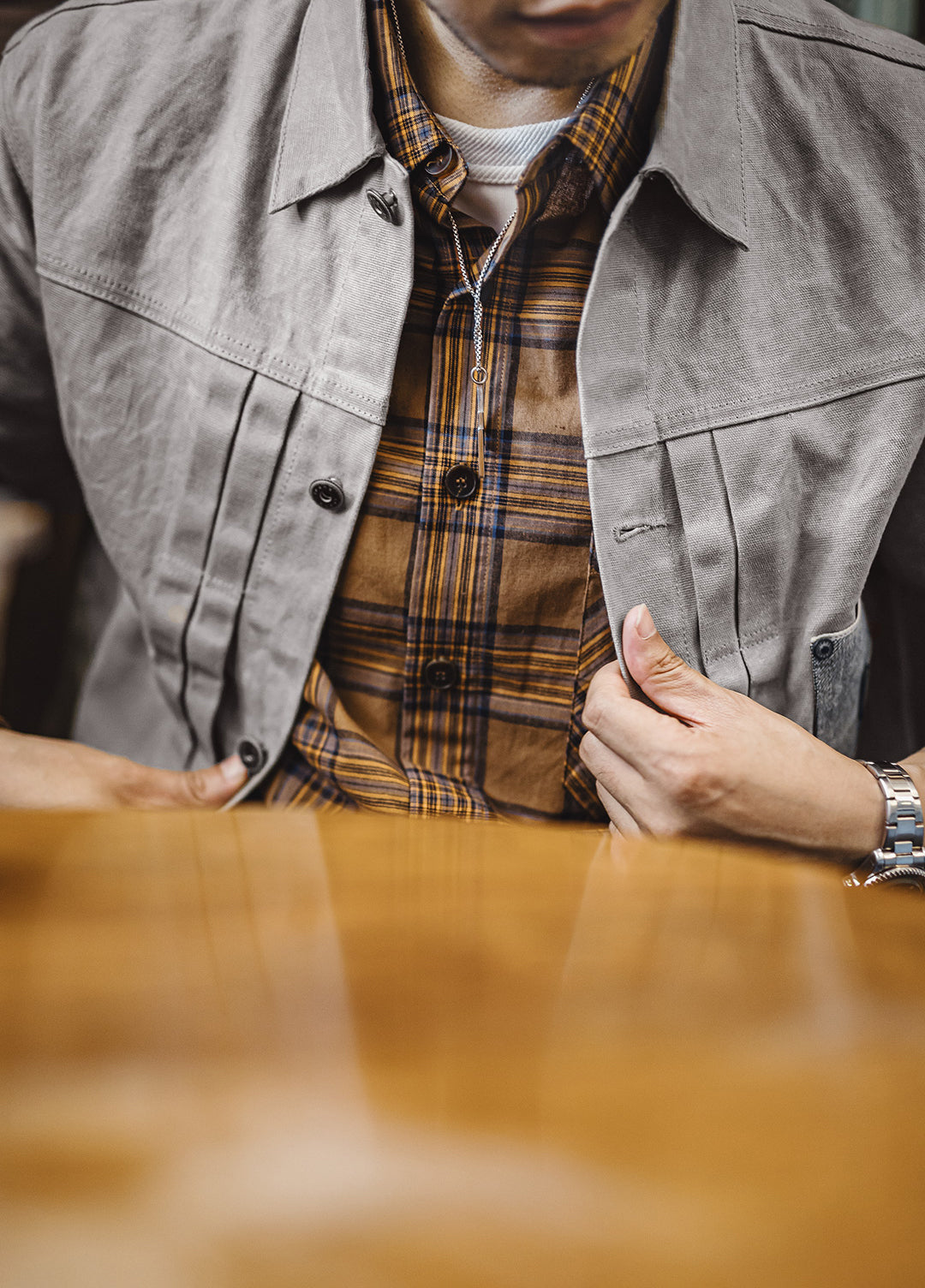 American Retro Wax Jacket Pure Cotton Hunting Stiff Gray Generation Men's Jacket - Harmony Gallery