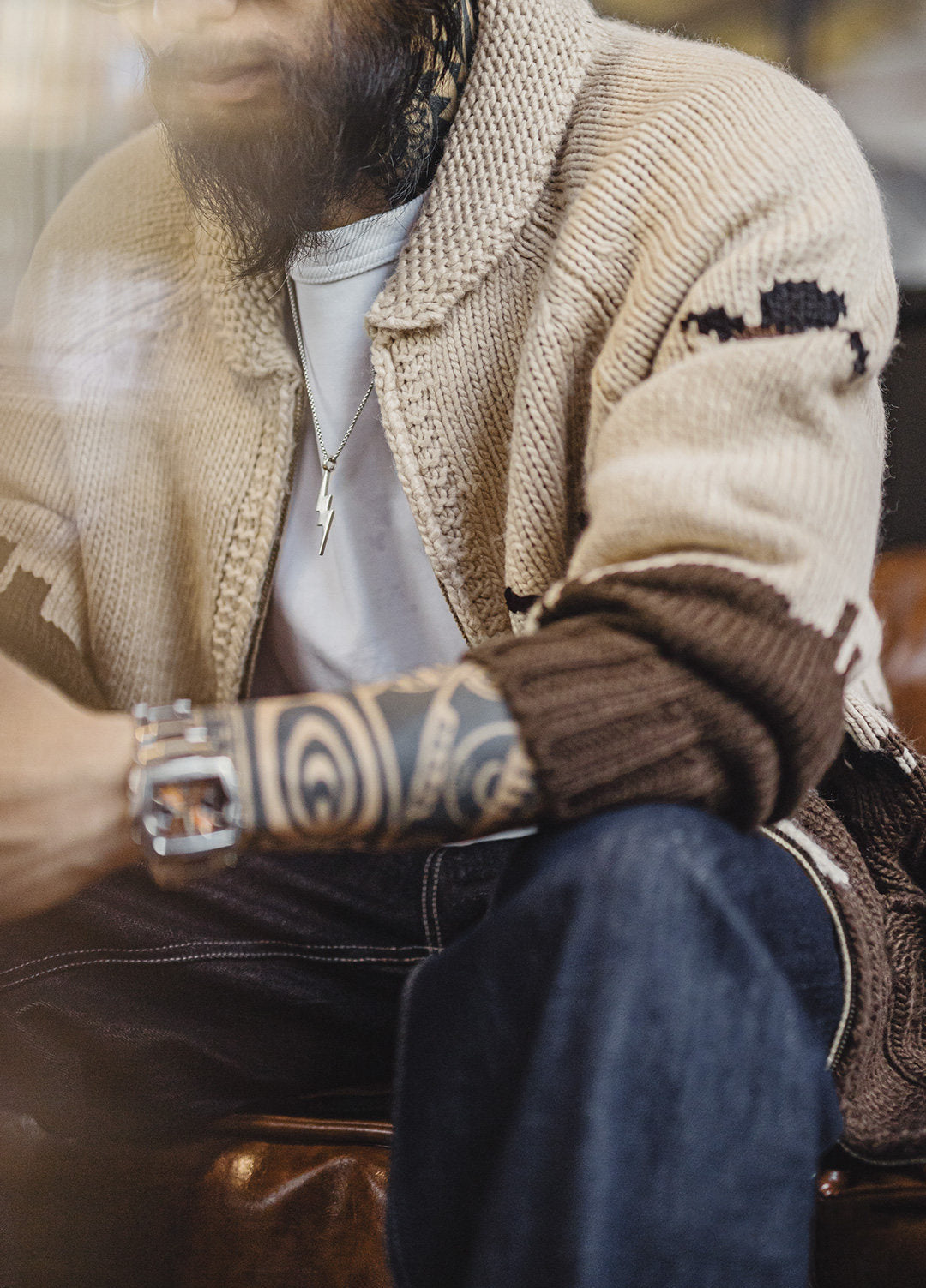 American Retro Embroidered Shawl Collar Cardigan Old Money Men's Jacket