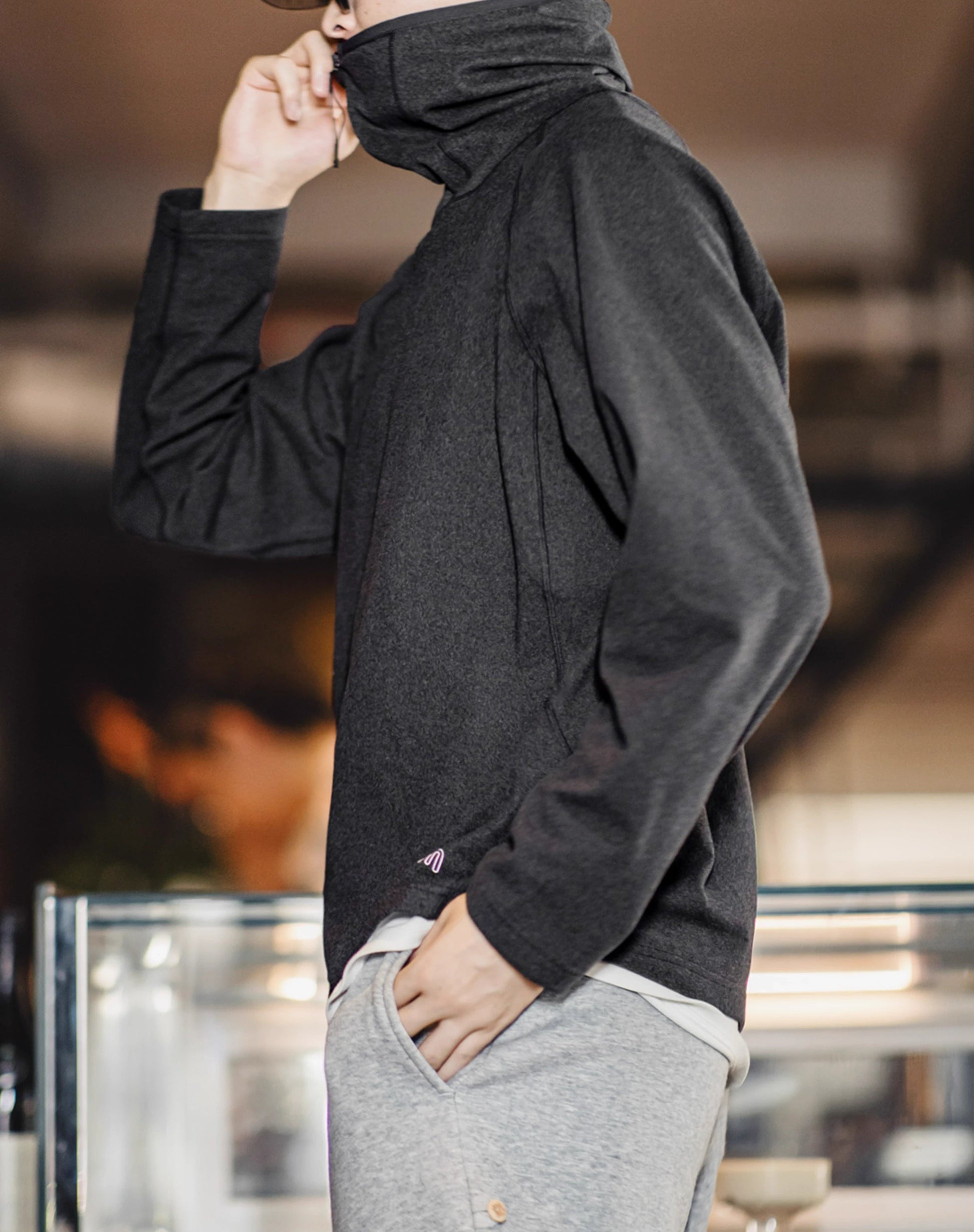 German Workwear Velvet Hoodie Outdoor Ninja Mask Men s Sweater