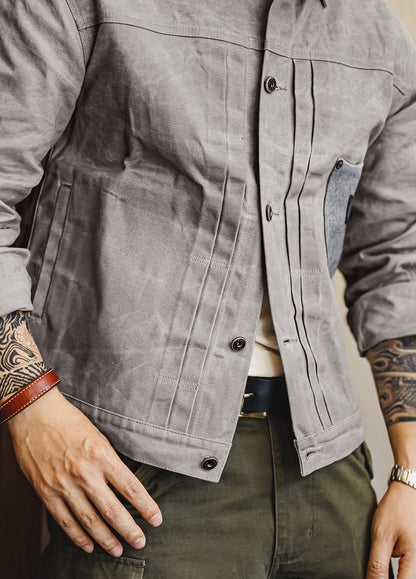 American Retro Wax Jacket Pure Cotton Hunting Stiff Gray Generation Men's Jacket - Harmony Gallery