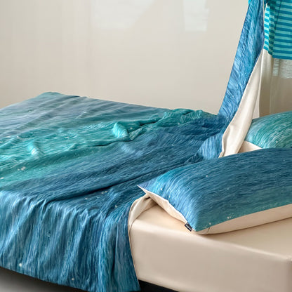 Light Luxury High-End The Legend Of The Blue Sea Tencel Four-Piece Ice Silk Bed Set - Harmony Gallery