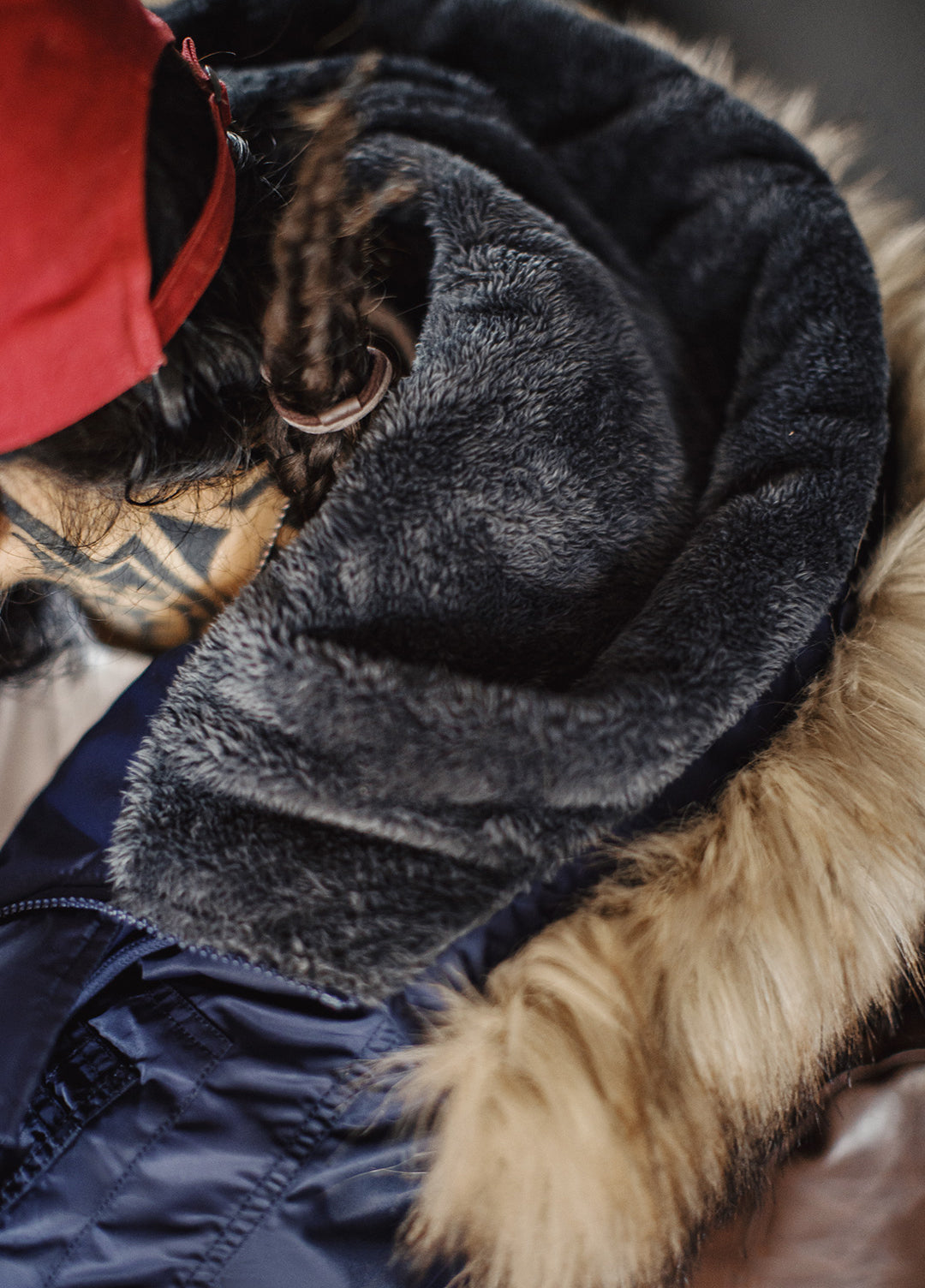 American Retro N2A Fur Collar Parka Blue Mountain Eagle Cotton Men's Jacket