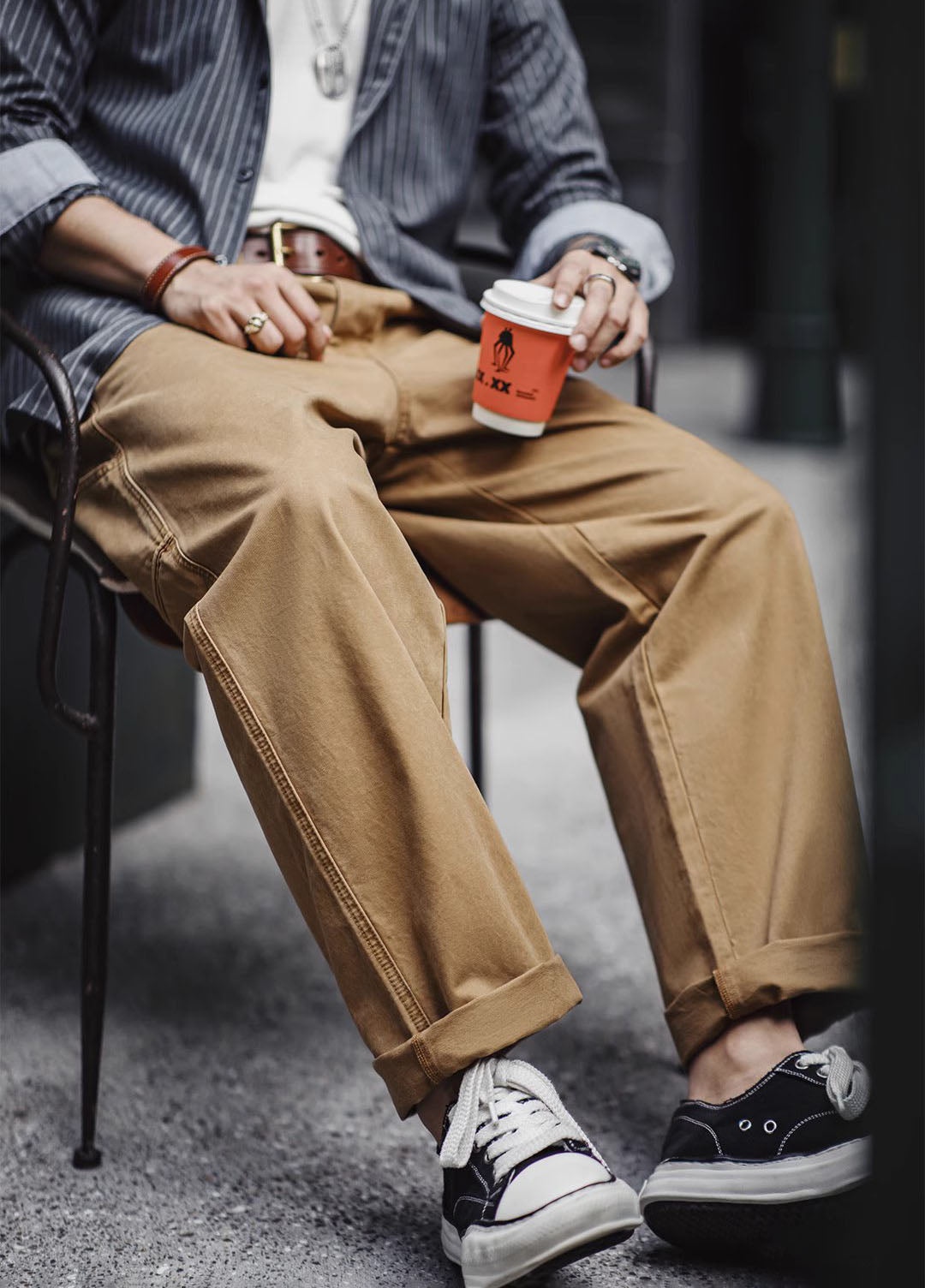 American Retro Workwear Loose Wide-Leg Straight Men's Trousers