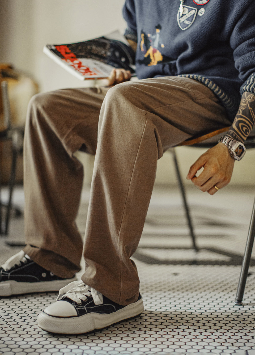 American Retro Lyocell Tencel Becker Pants Tapered Daily Cotton Men's Trousers - Harmony Gallery