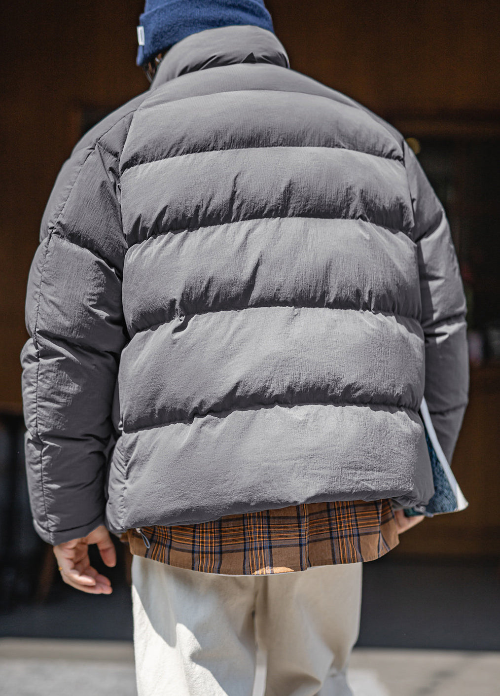 American Gray Cotton Raglan Sleeve Thickened Warm Cropped Men's Jacket - Harmony Gallery