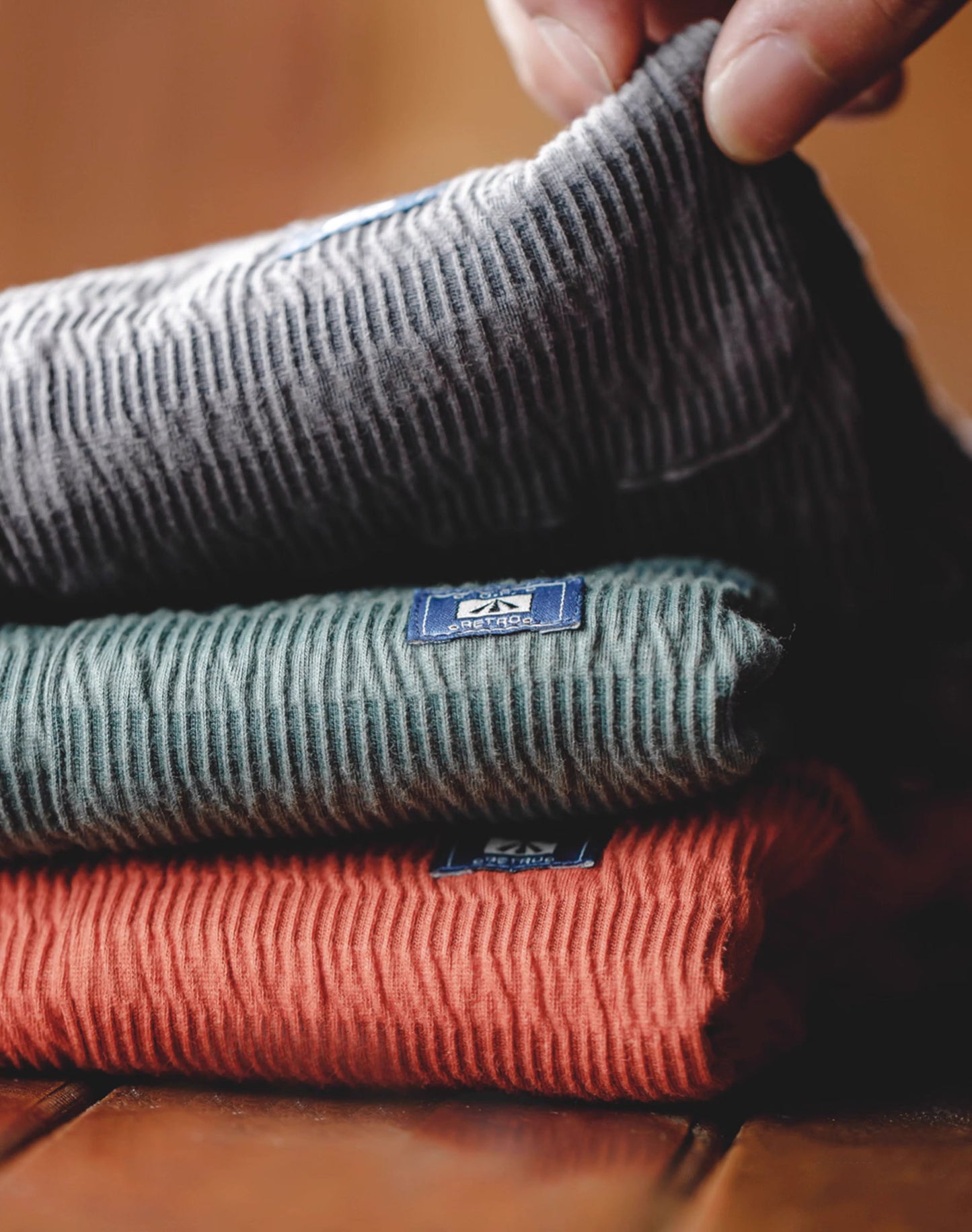 American Casual Dark Pattern Jacquard Knitted Pocket Men's T-Shirt