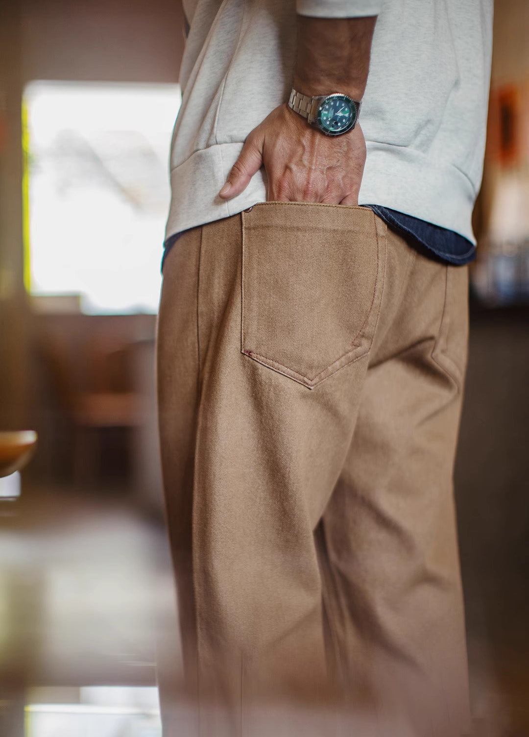 American Retro Maillard Fitted Straight Tube Tencel Lyocell Pants Men's Jeans - Harmony Gallery